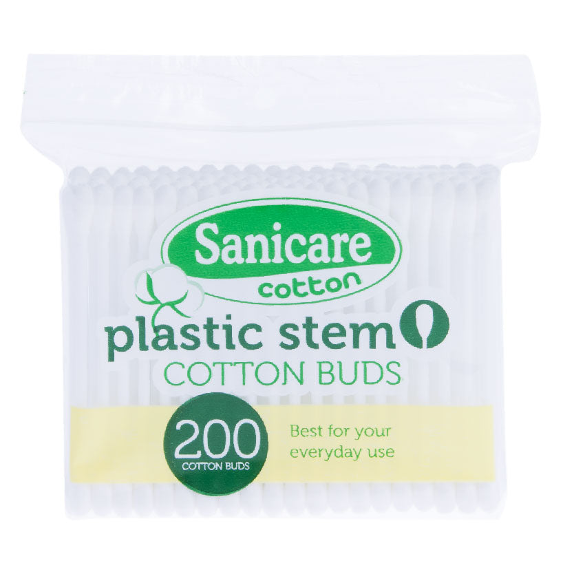 Sanicare Cotton Buds Plastic Stem 200 Tips