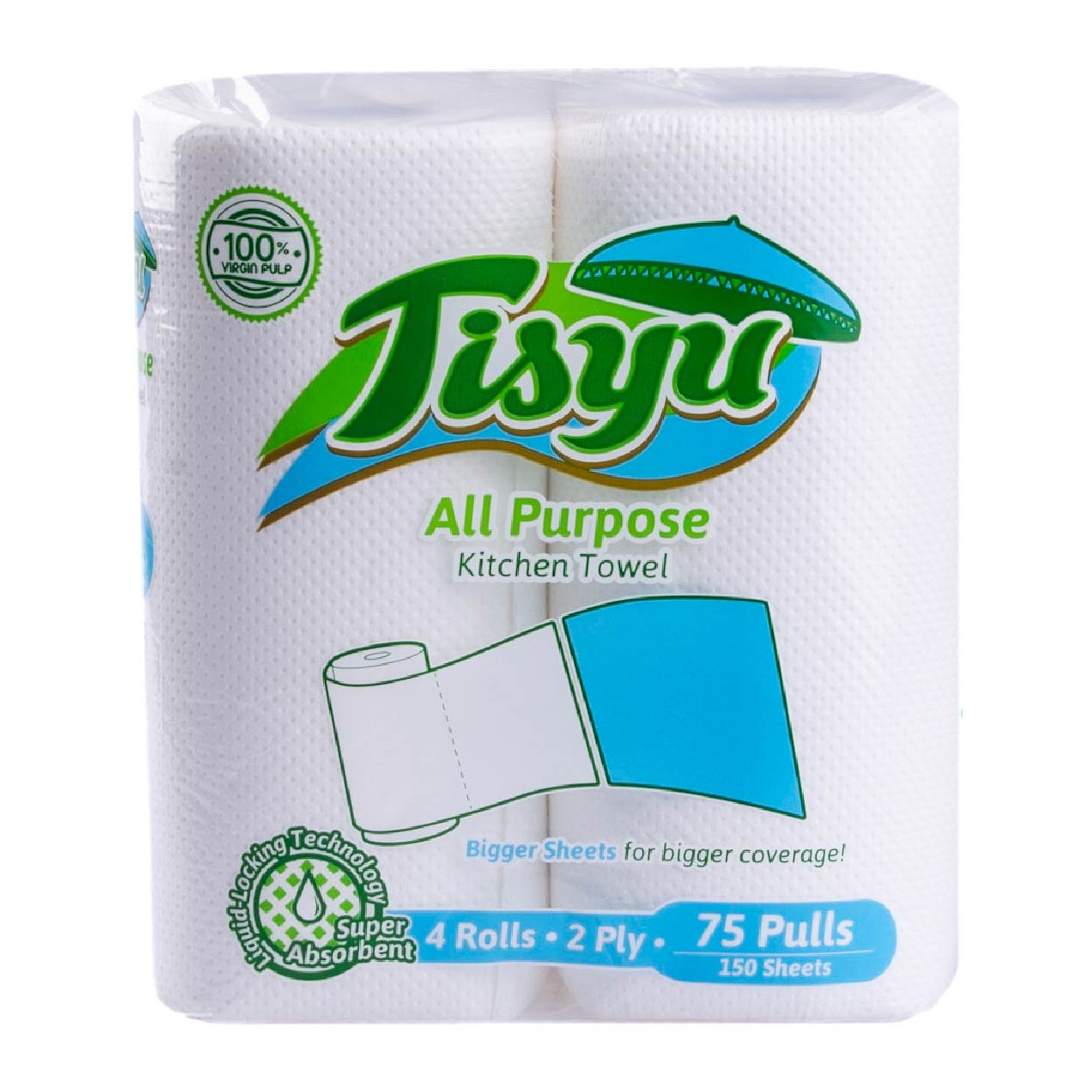 Tisyu All Purpose Kitchen Towel 2 Ply 75 Pulls 4 Rolls