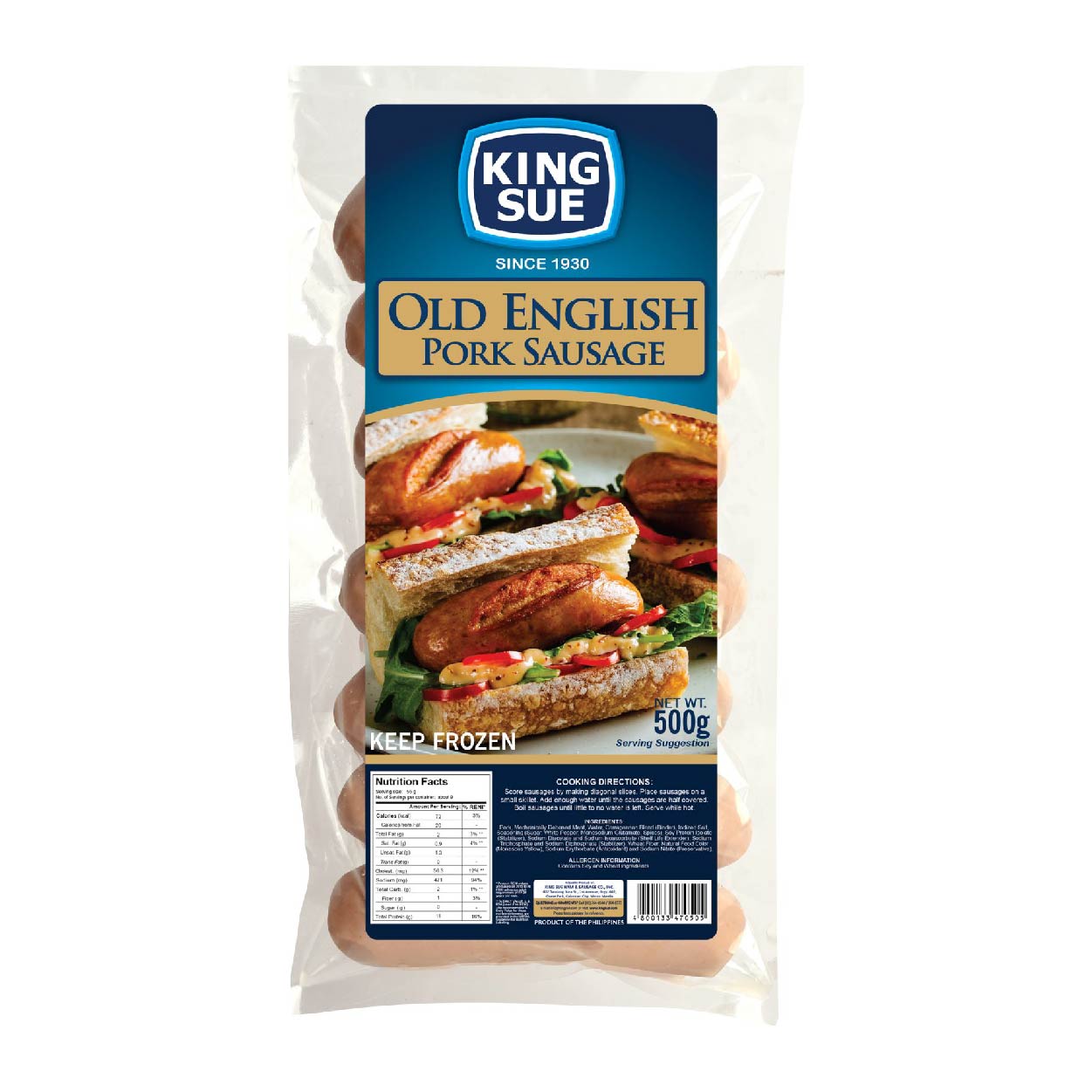 King Sue Old English Pork Sausage 500g