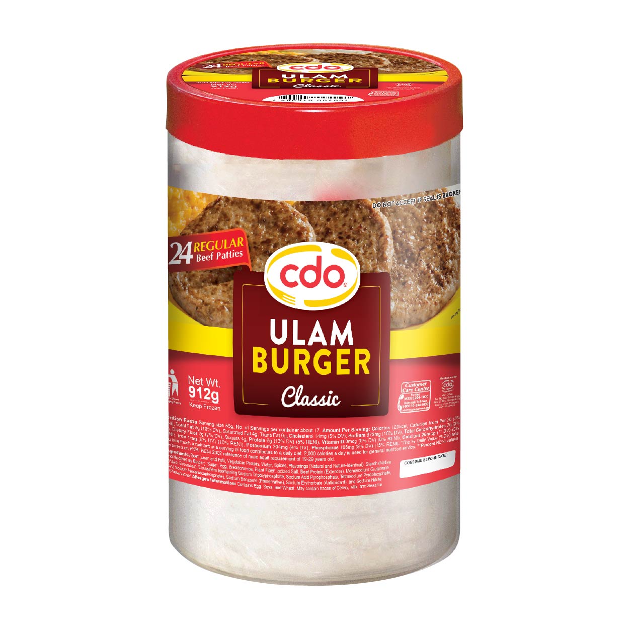 CDO Ulam Burger Classic Hamburger Patties 24s 912g