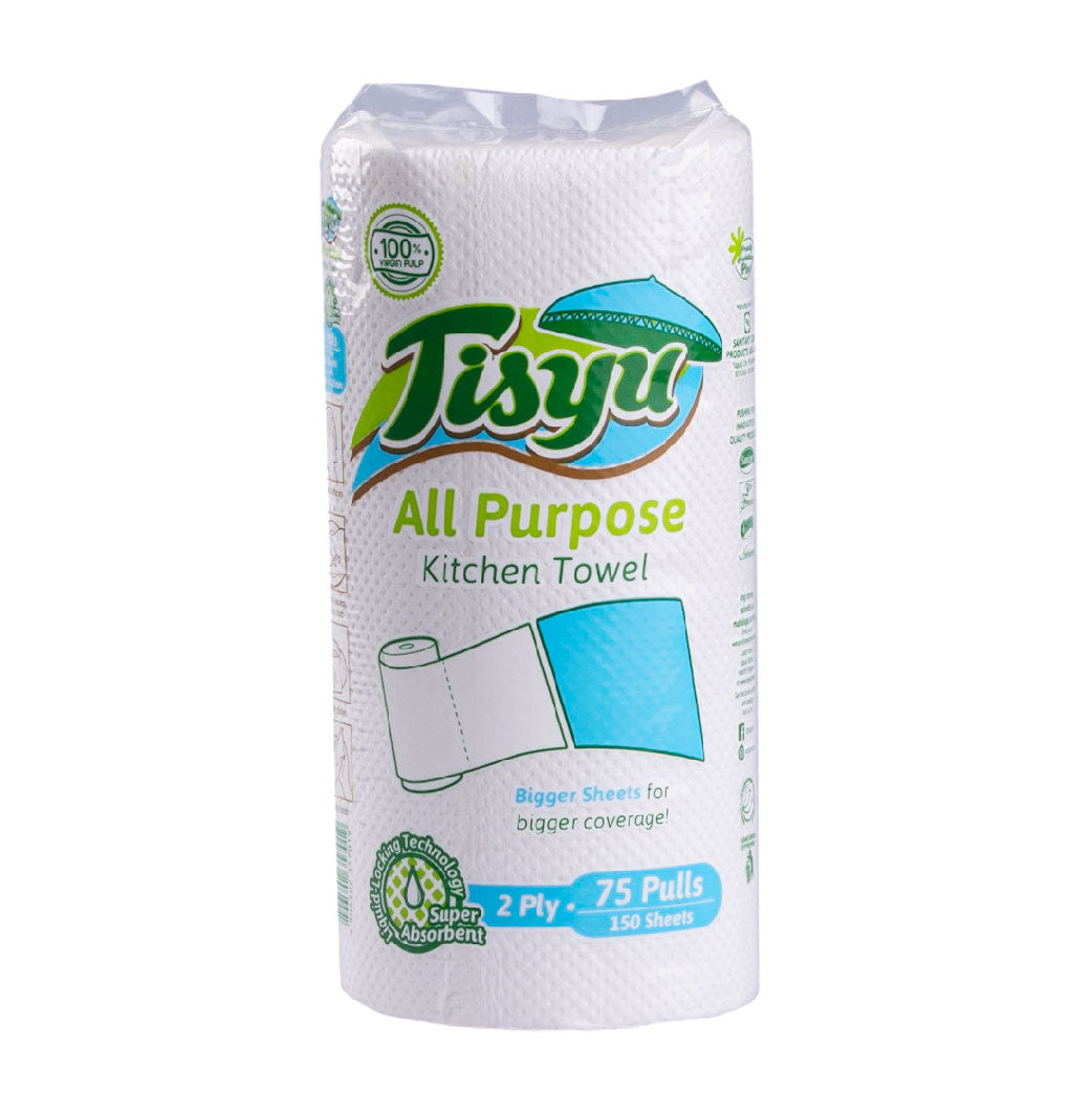 Tisyu Kitchen Towel All Purpose 2 Ply 150 sheets 75 Pulls 1 Roll
