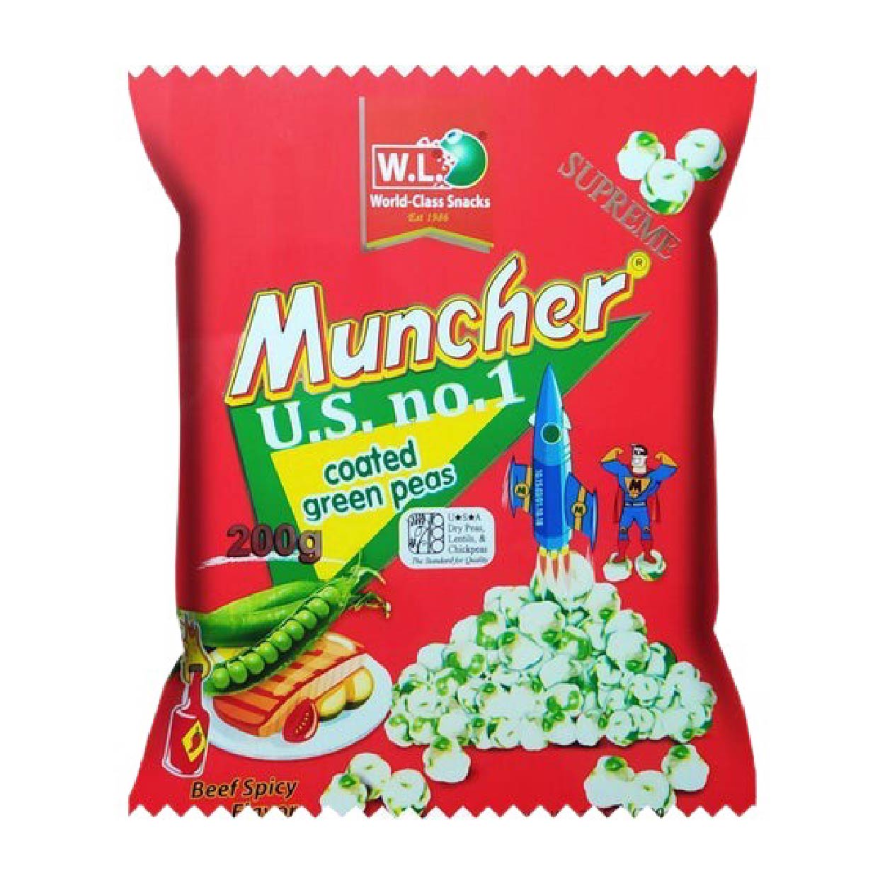 Muncher Coated Green Peas Beef Spicy 200g