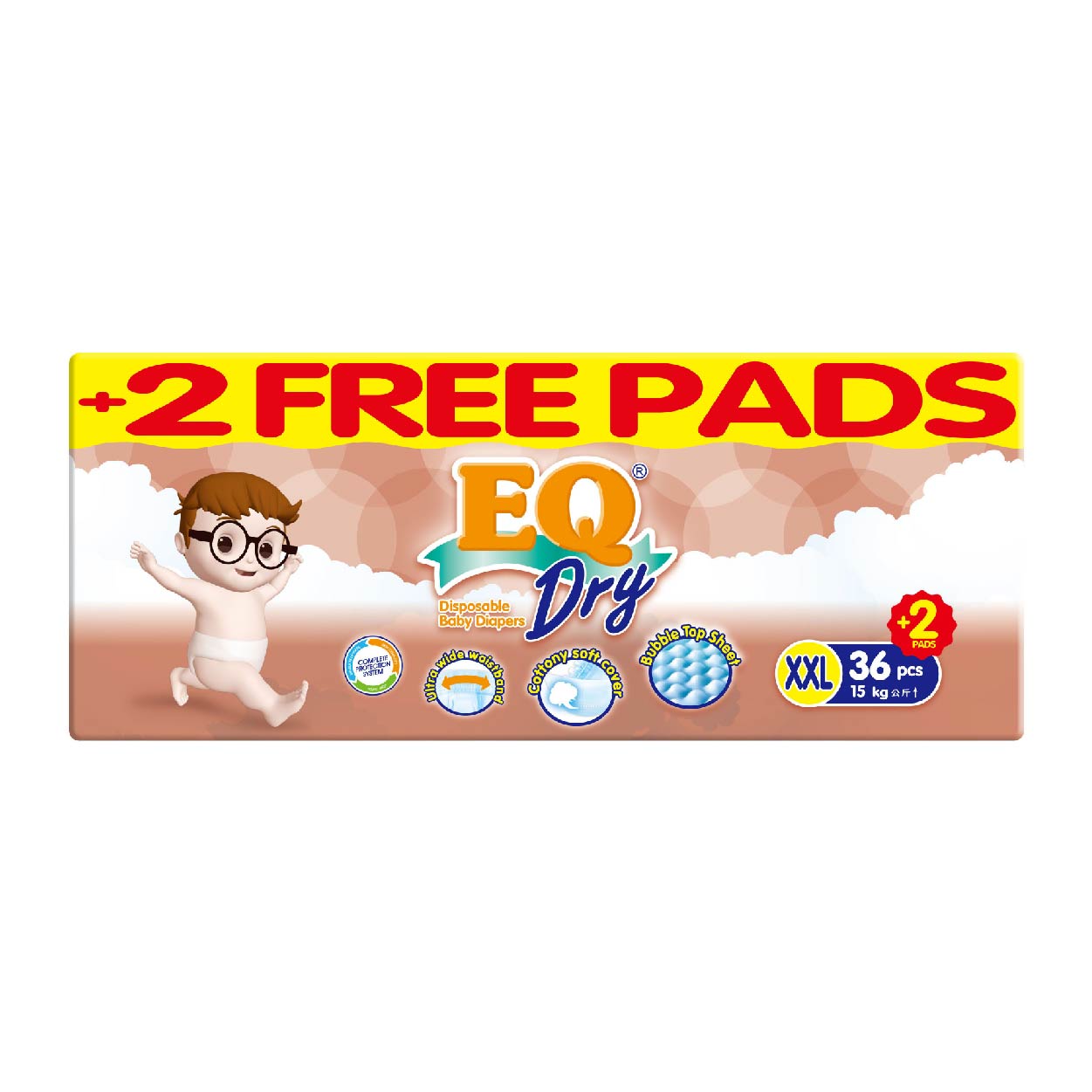 EQ Dry Disposable Baby Diapers XXL 36s