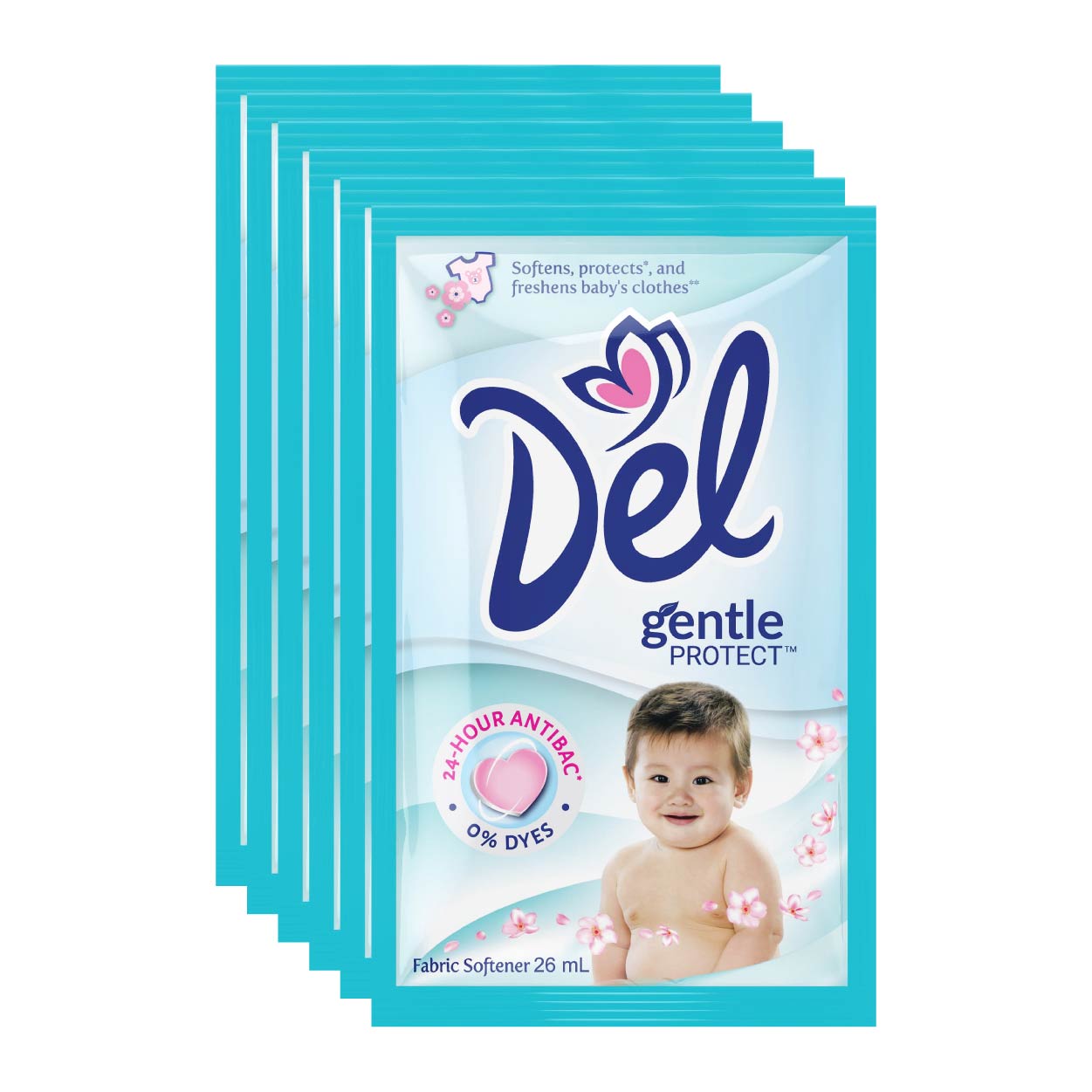 Del Fabric Softener Gentle Protect 6x26ml