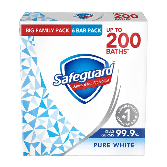 Safeguard Soap Pure White Big Family Pack 6 Bar Pack 6x115g