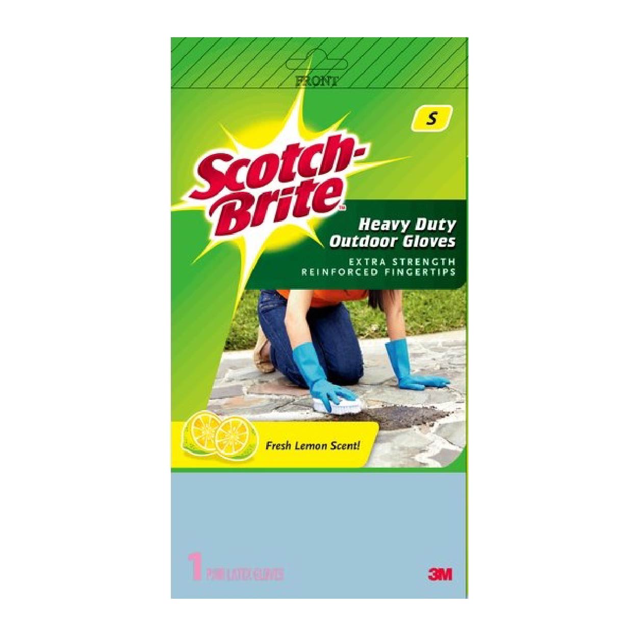 3M Scotch-Brite Heavy Duty Outdoor Gloves Fresh Lemon Scent Small