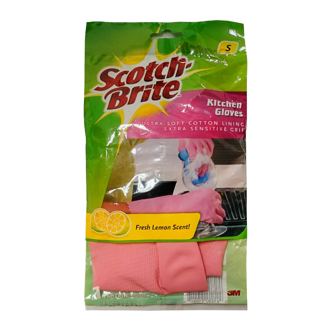 3M Scotch-Brite Kitchen Gloves Fresh Lemon Scent Small