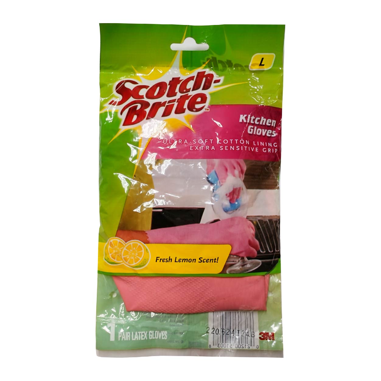 3M Scotch-Brite Kitchen Gloves Fresh Lemon Scent Large