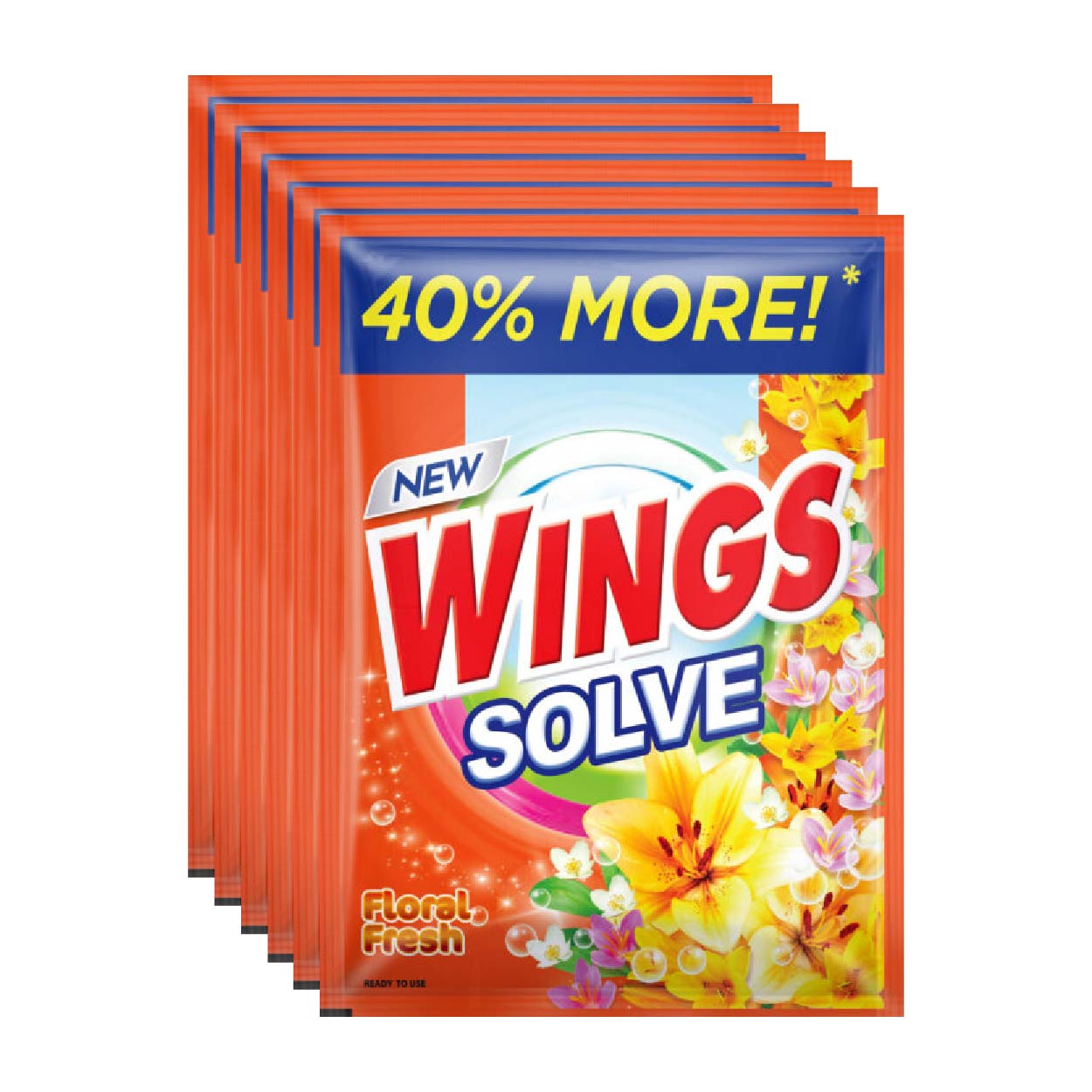 Wings Solve Powder Detergent Floral Fresh 6x70g
