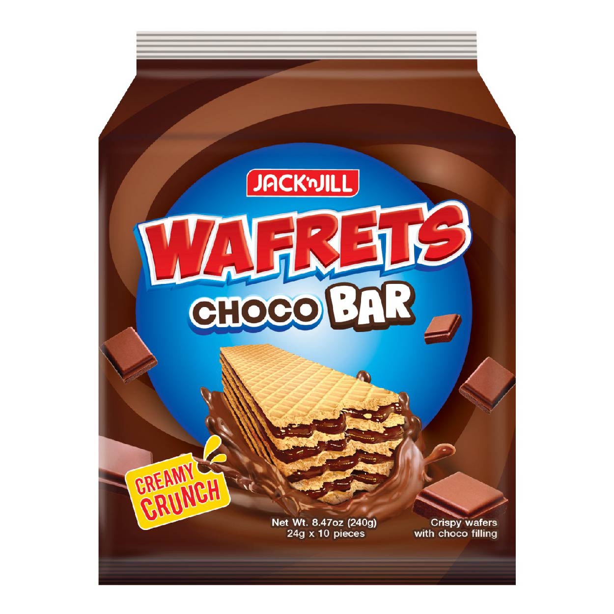 J&J Wafrets Choco Bar Crispy Wafers 10x24g