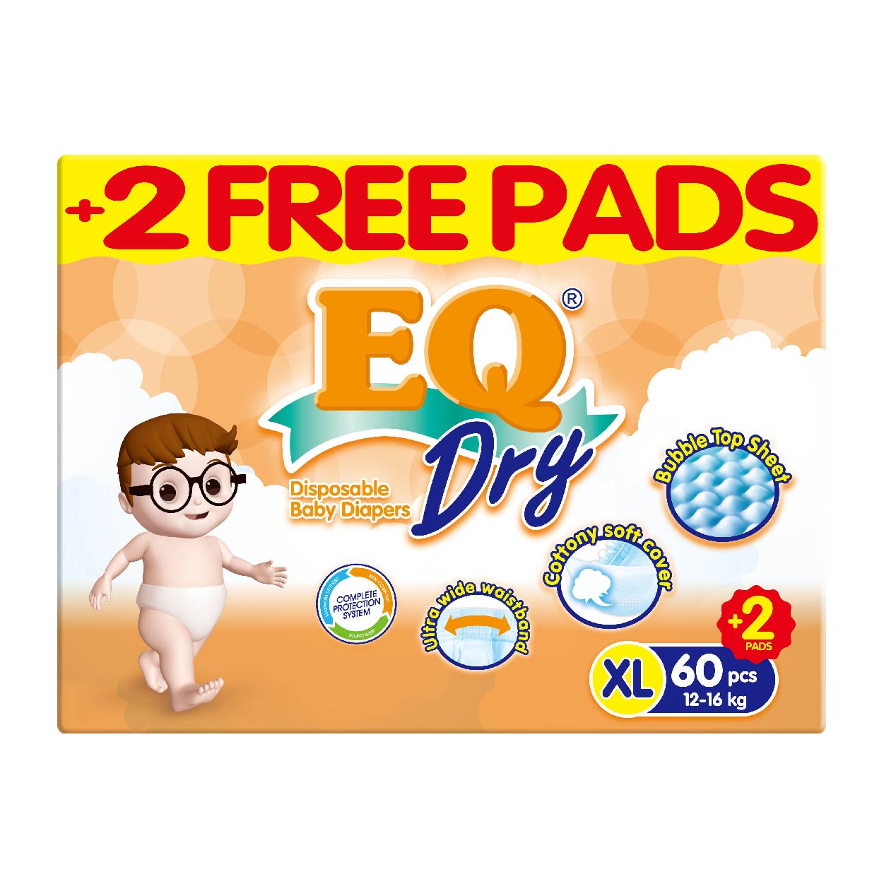 EQ Dry Disposable Baby Diapers XL 60s