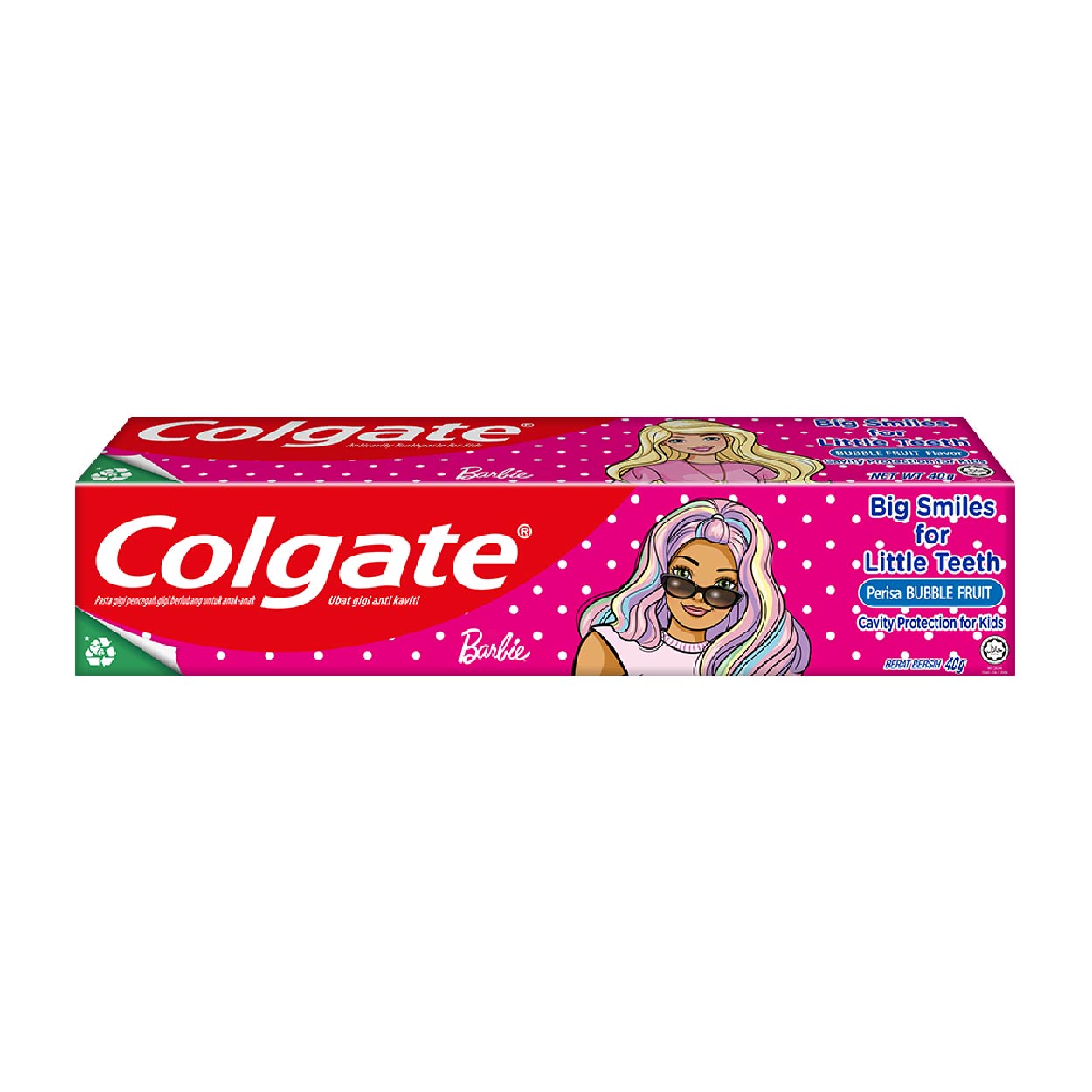 Colgate Toothpaste Kids Barbie Bubble Fruit Flavor 40g