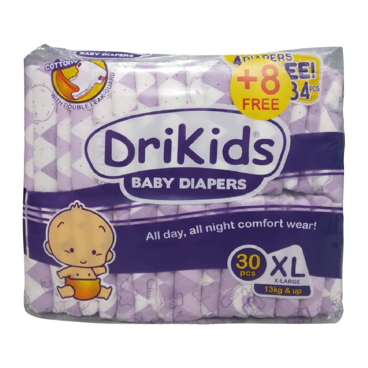 DriKids Disposable Baby Diaper XL 30s + Free