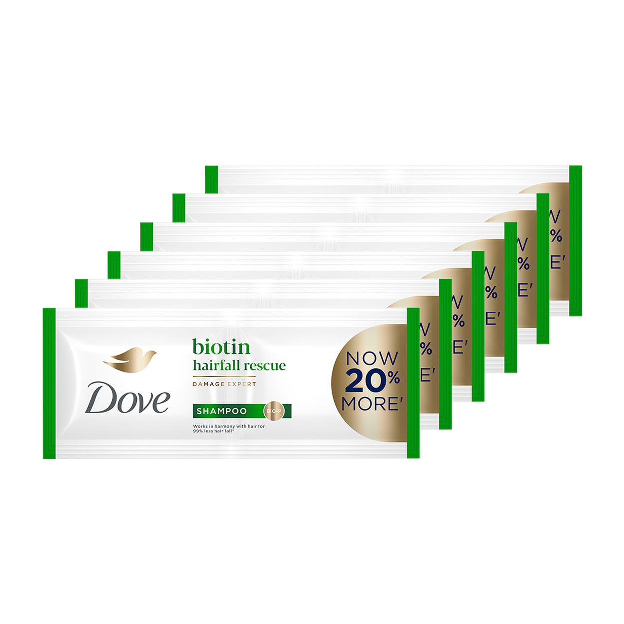 Dove Shampoo Biotin Hairfall Rescue Green 6x12ml