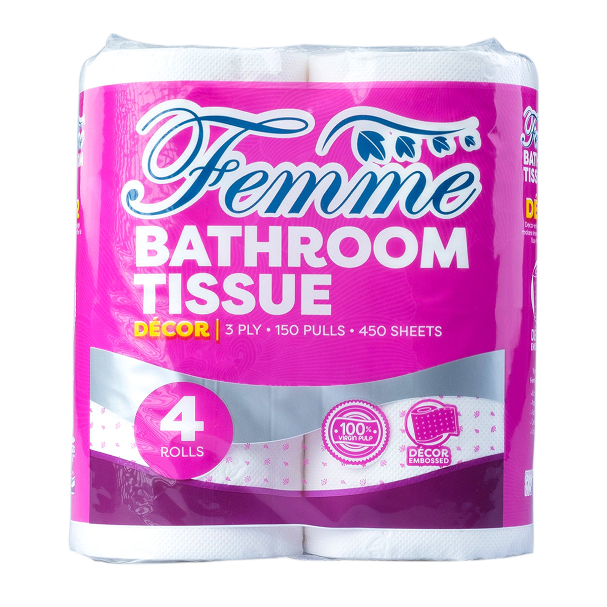 Femme Bathroom Tissue Decor 3 Ply 450 sheets 4 Rolls