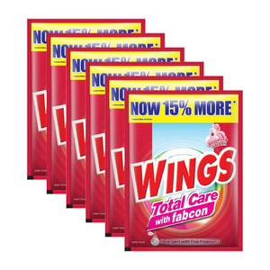 Wings Total Care Powder Detergent Fabcon Blooming Garden 6x57g
