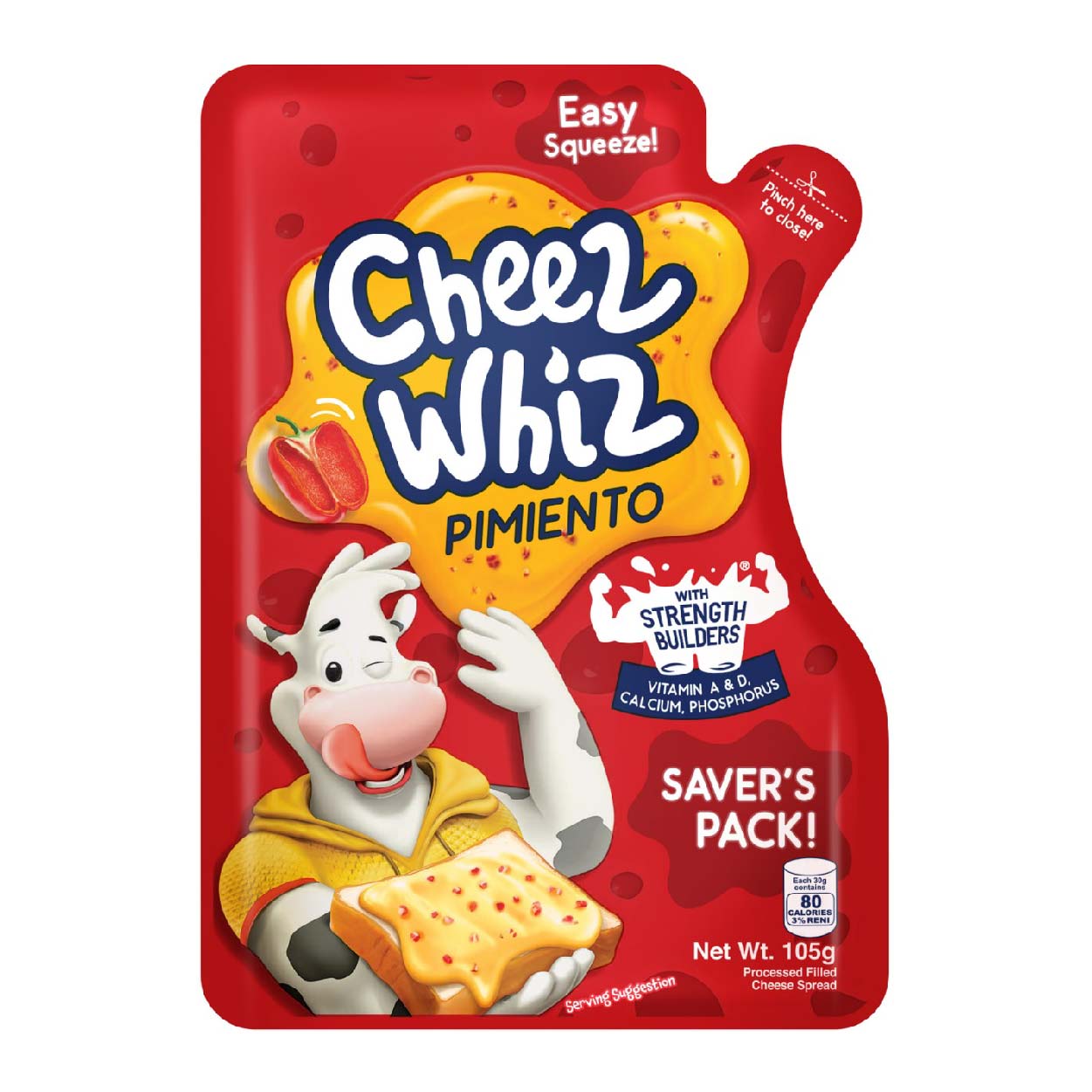 Cheez Whiz Pimiento Spread Easy Squeeze 105g