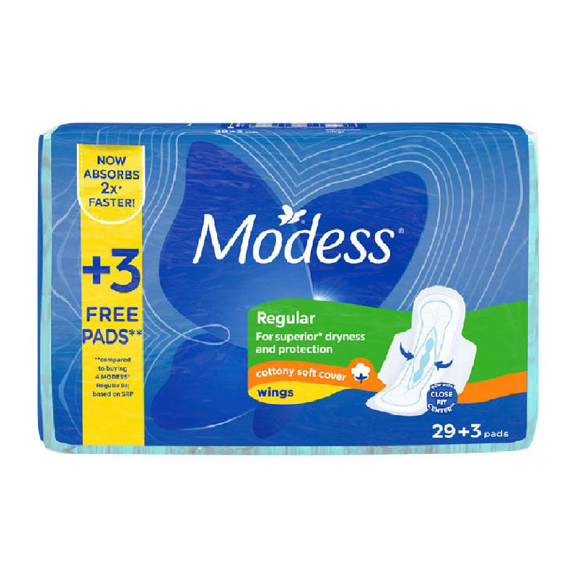 Modess Napkin Regular Cottony Soft Cover Singles with Wings 32s
