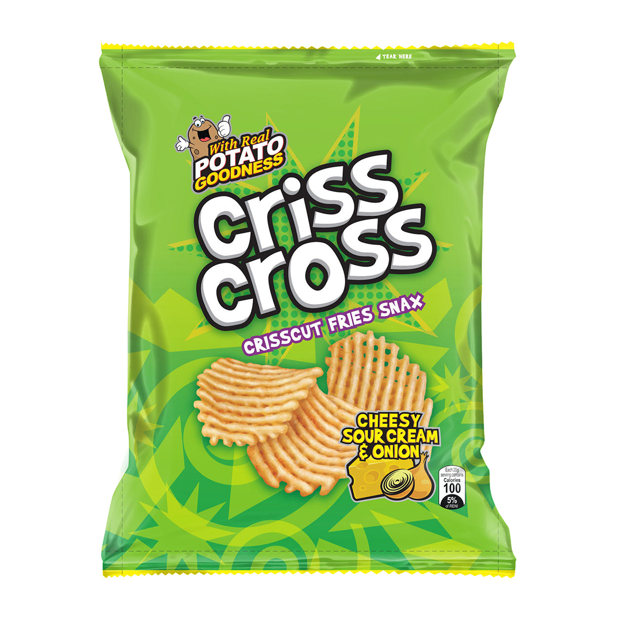 Criss Cross Crisscut Fries Snax Cheesy Sour Cream & Onion 64g