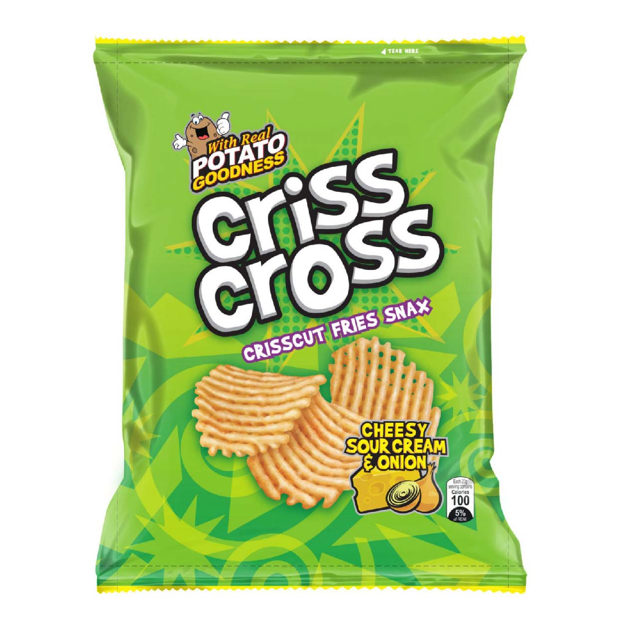 Criss Cross Crisscut Potato Fries Snax Cheesy SourCream&Onion 20g