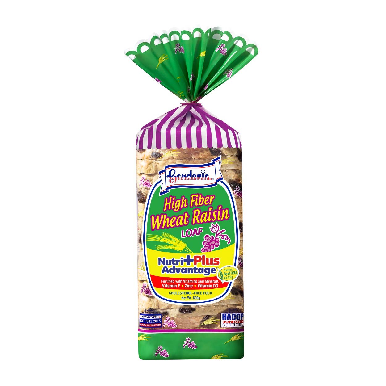 Gardenia High Fiber Wheat Raisin Loaf 600g