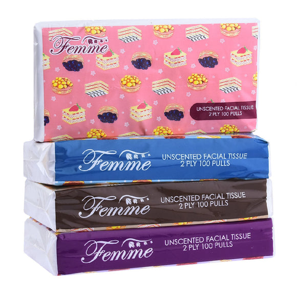 Femme Facial Tissue Big Travel Pack 2 Ply 200 sheets 100 Pulls