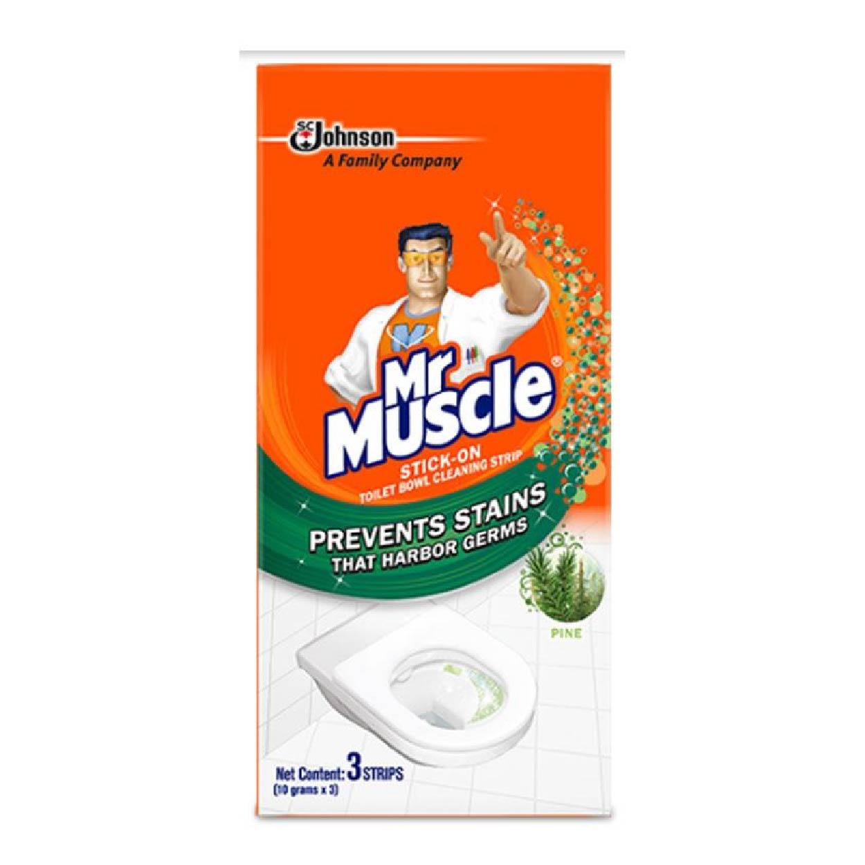 Mr Muscle Stick-On Toilet Bowl Cleaning Strips Pine 10g 3s