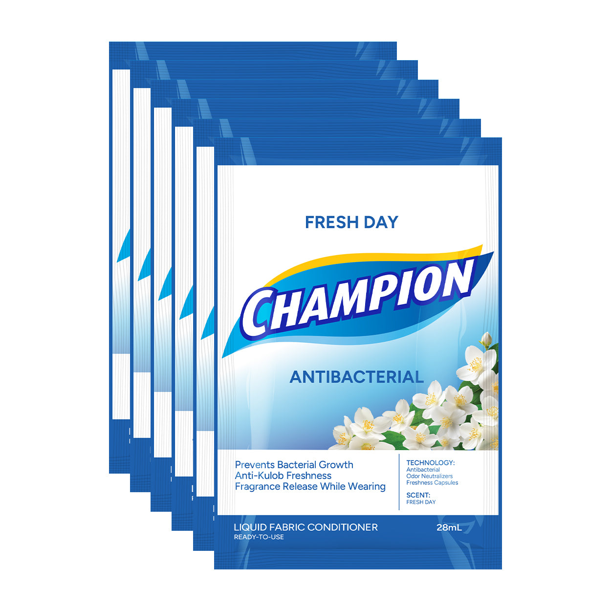 Champion Fabric Conditioner Antibacterial Fresh Day 6x28ml