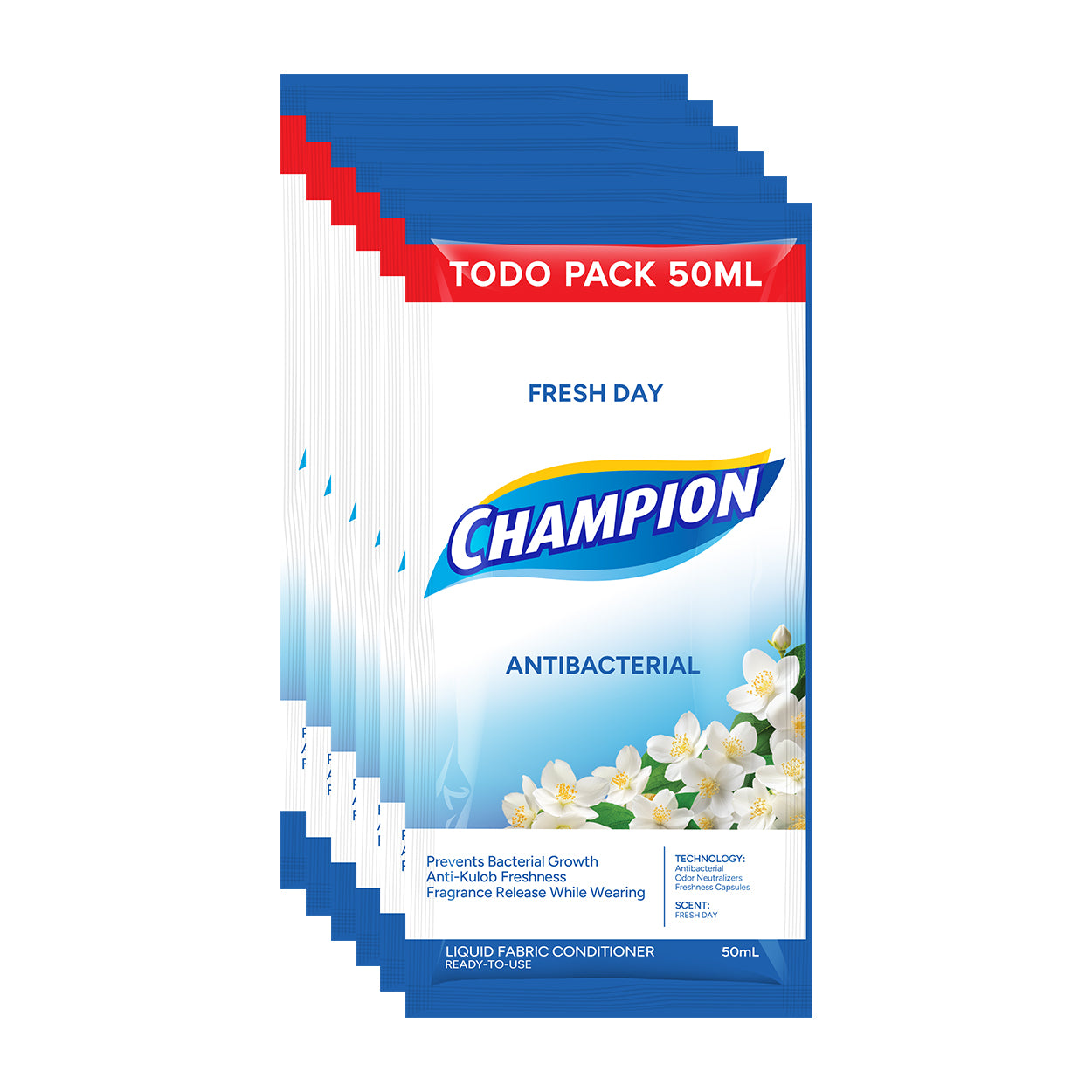 Champion Fabric Conditioner Antibacterial Fresh Day 6x50ml