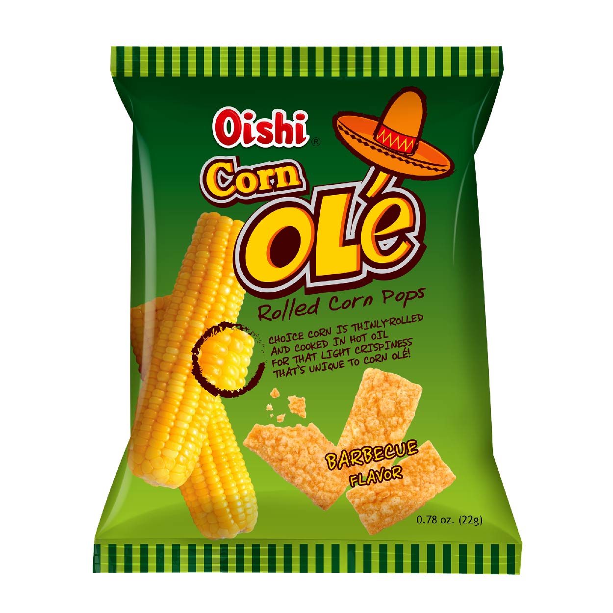 Oishi Corn Ole Rolled Corn Pops Barbeque 22g