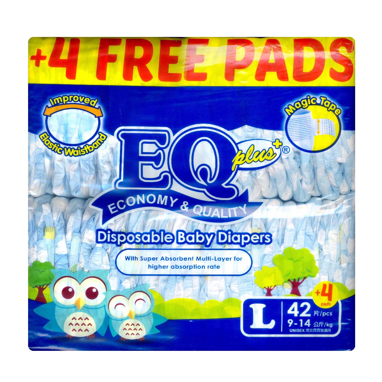 EQ Plus Disposable Diapers L 42s