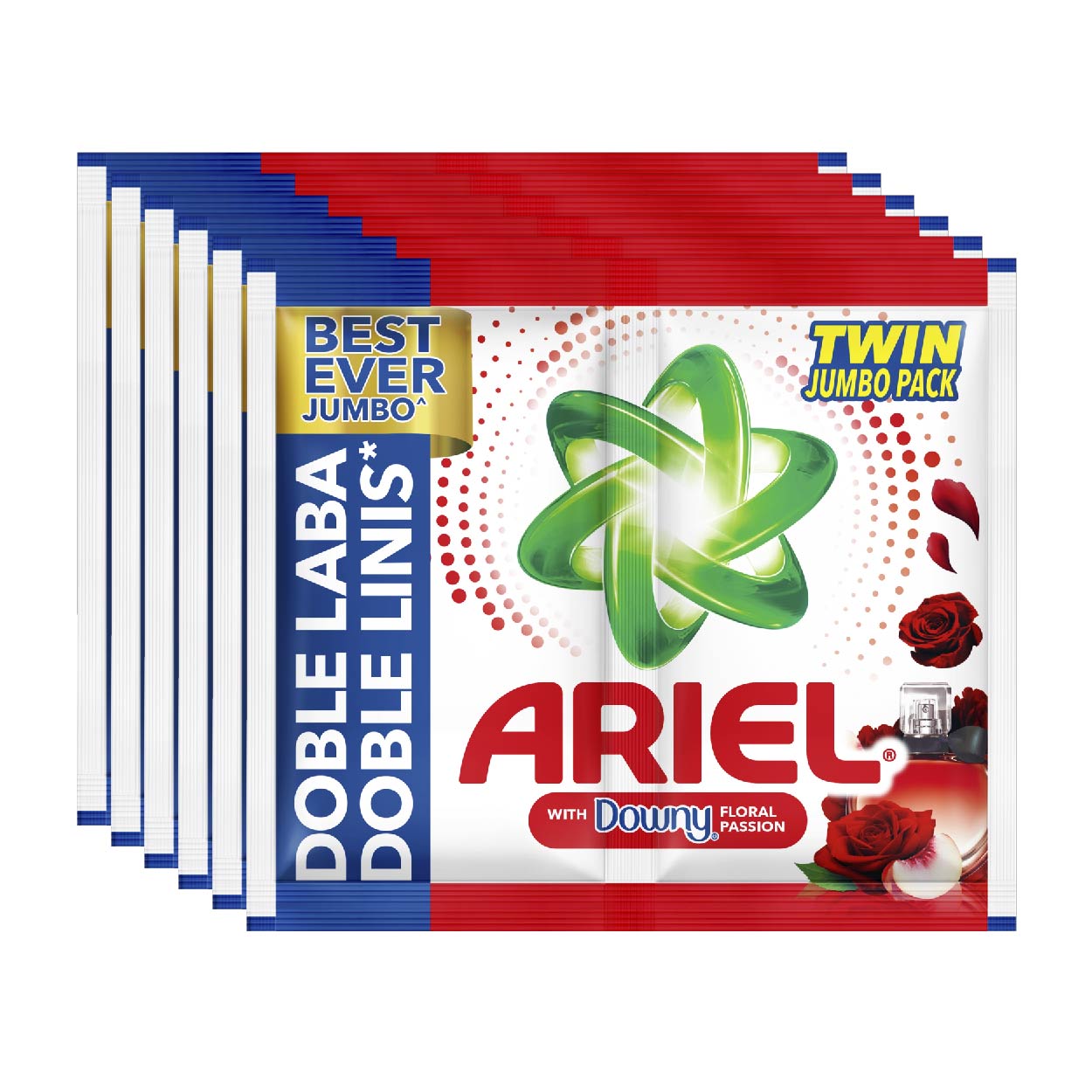 Ariel Laundry Powder with Downy Floral Passion Jumbo Pack 6x64g