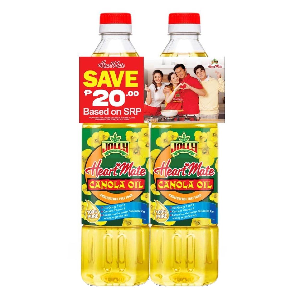 Jolly Heart Mate 100% Pure Canola Oil 2x1L Save P20