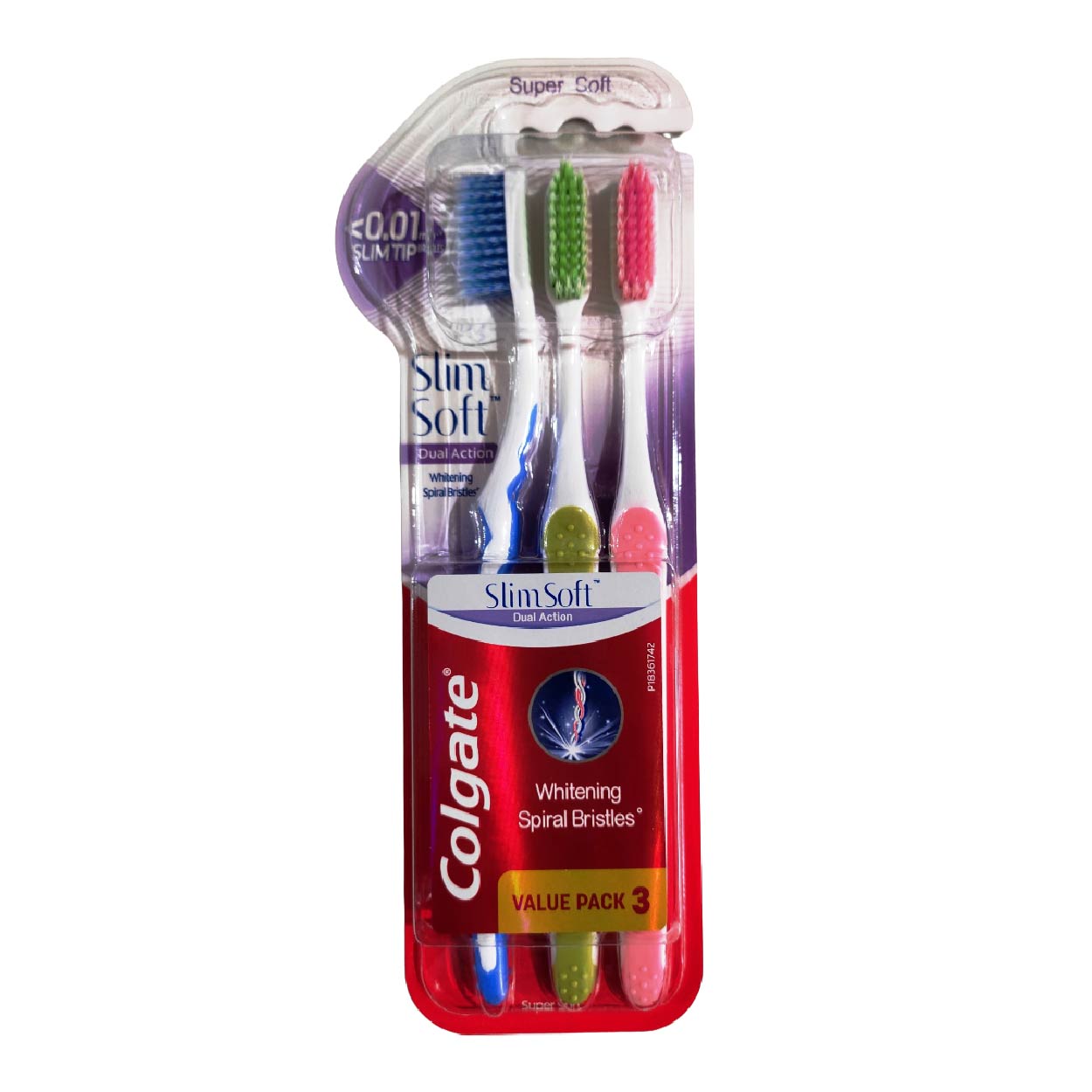 Colgate Toothbrush Slim Soft Dual Action Super Soft Value Pack 3