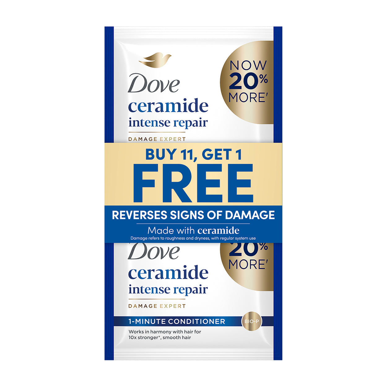 Dove 1 Min Conditioner Ceramide Intense Repair Blue 11x12ml+Free