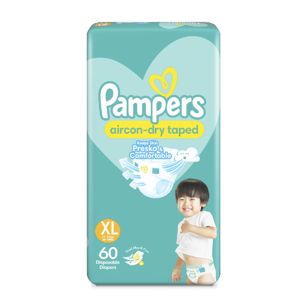 Pampers Aircon-Dry Taped Baby Diaper XL 60s