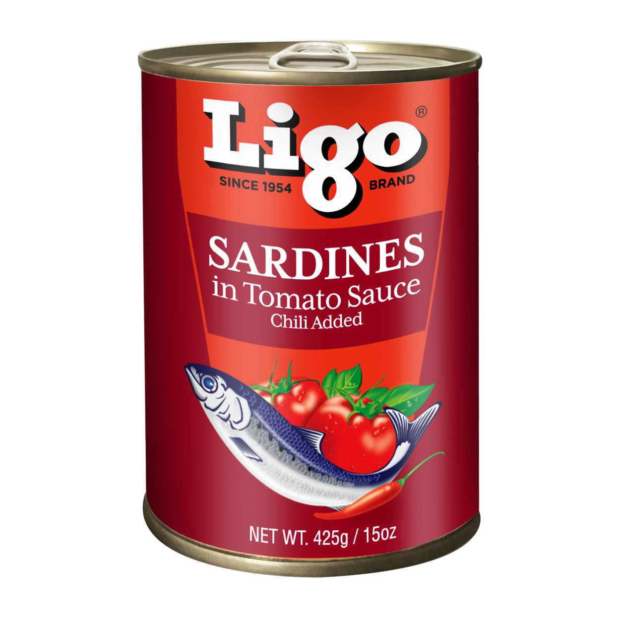 Ligo Sardines Tomato Sauce Chili Easy Open Can 425g