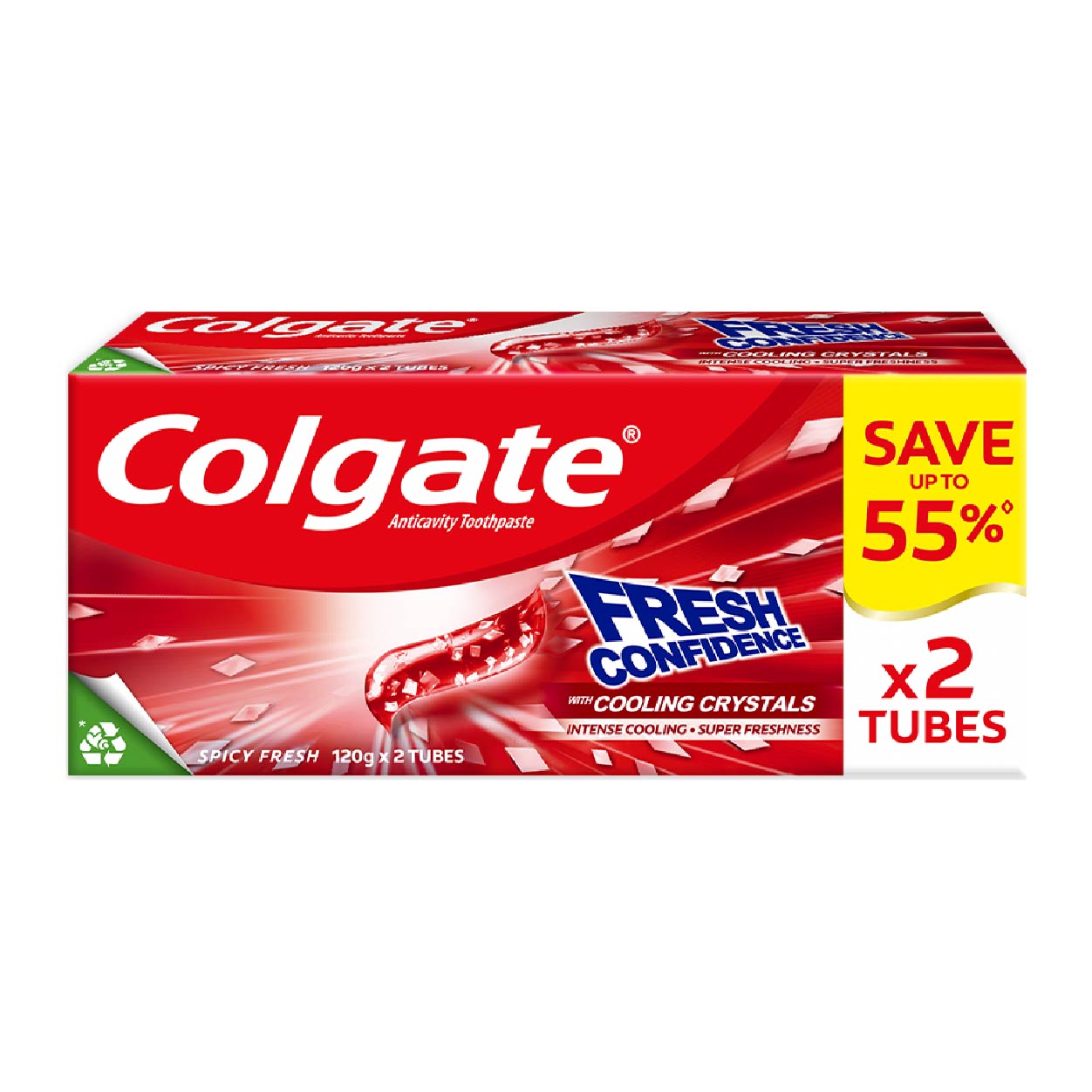 Colgate Fresh Confidence Toothpaste Spicy Fresh 120g 2 Tubes SAVE