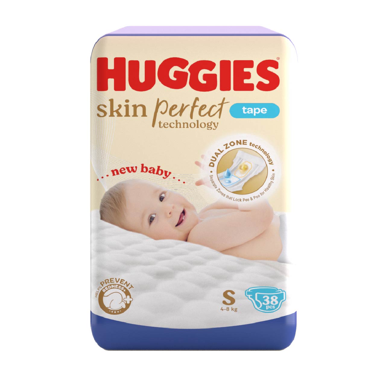 Huggies Skin Perfect Technology Tape Baby Diaper S 38s