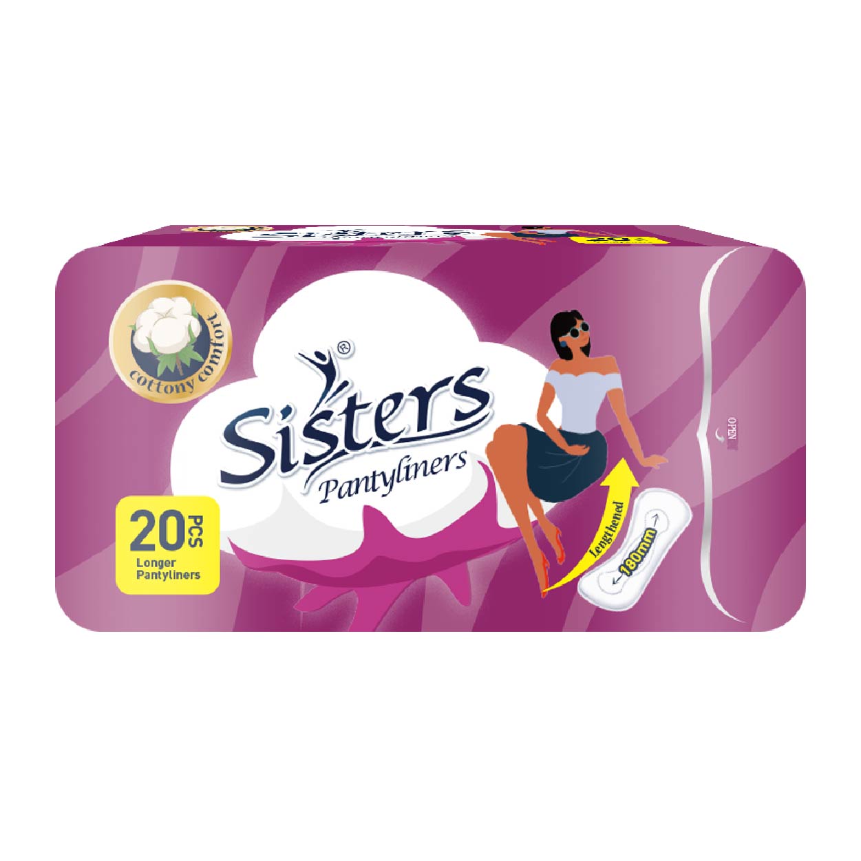 Sisters Pantyliners Individually Wrapped Longer 180mm 20s + Free