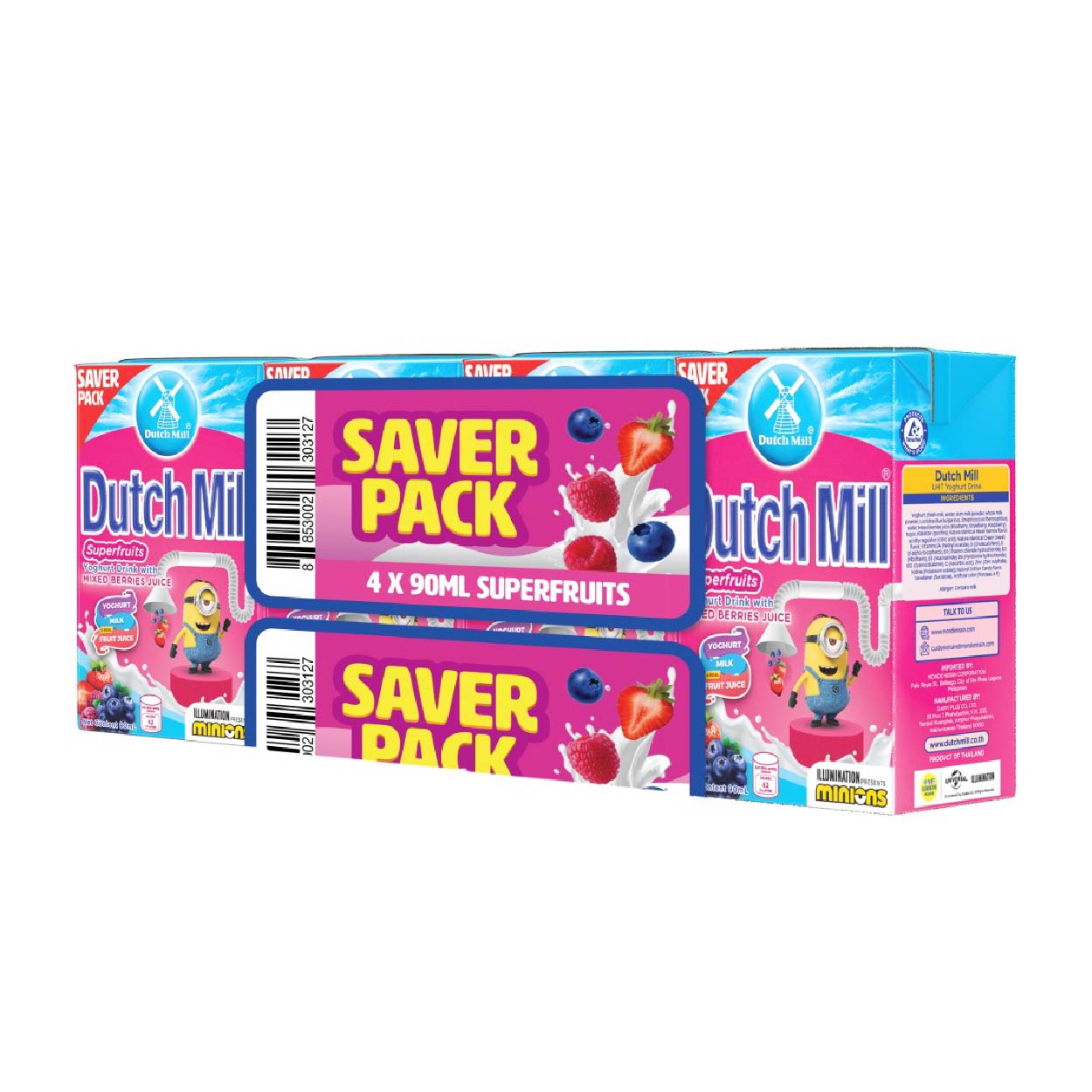 Dutch Mill Yoghurt Drink Superfruits MixedBerries SaverPack4x90ml