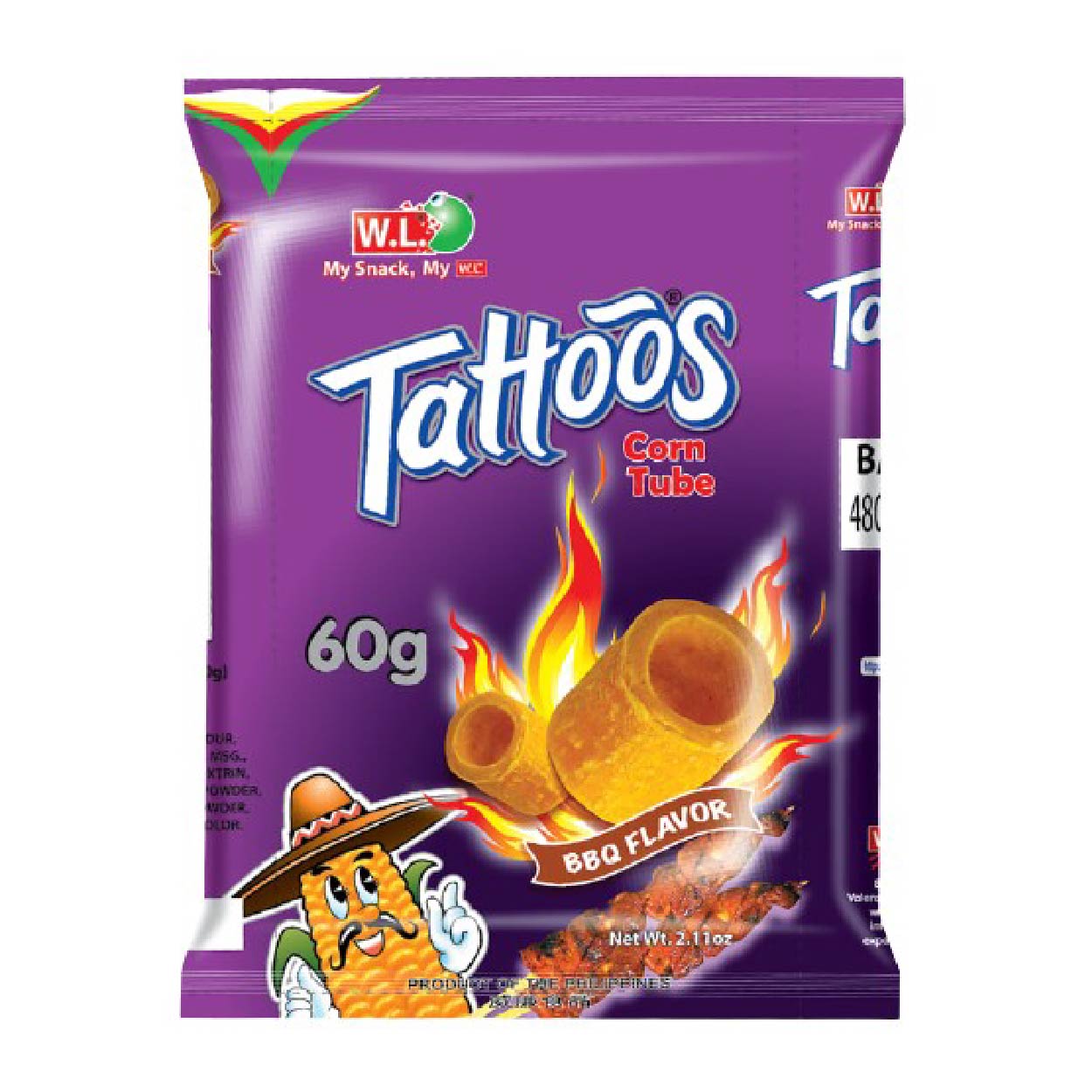Tattoos Corn Tube BBQ Flavor 60g