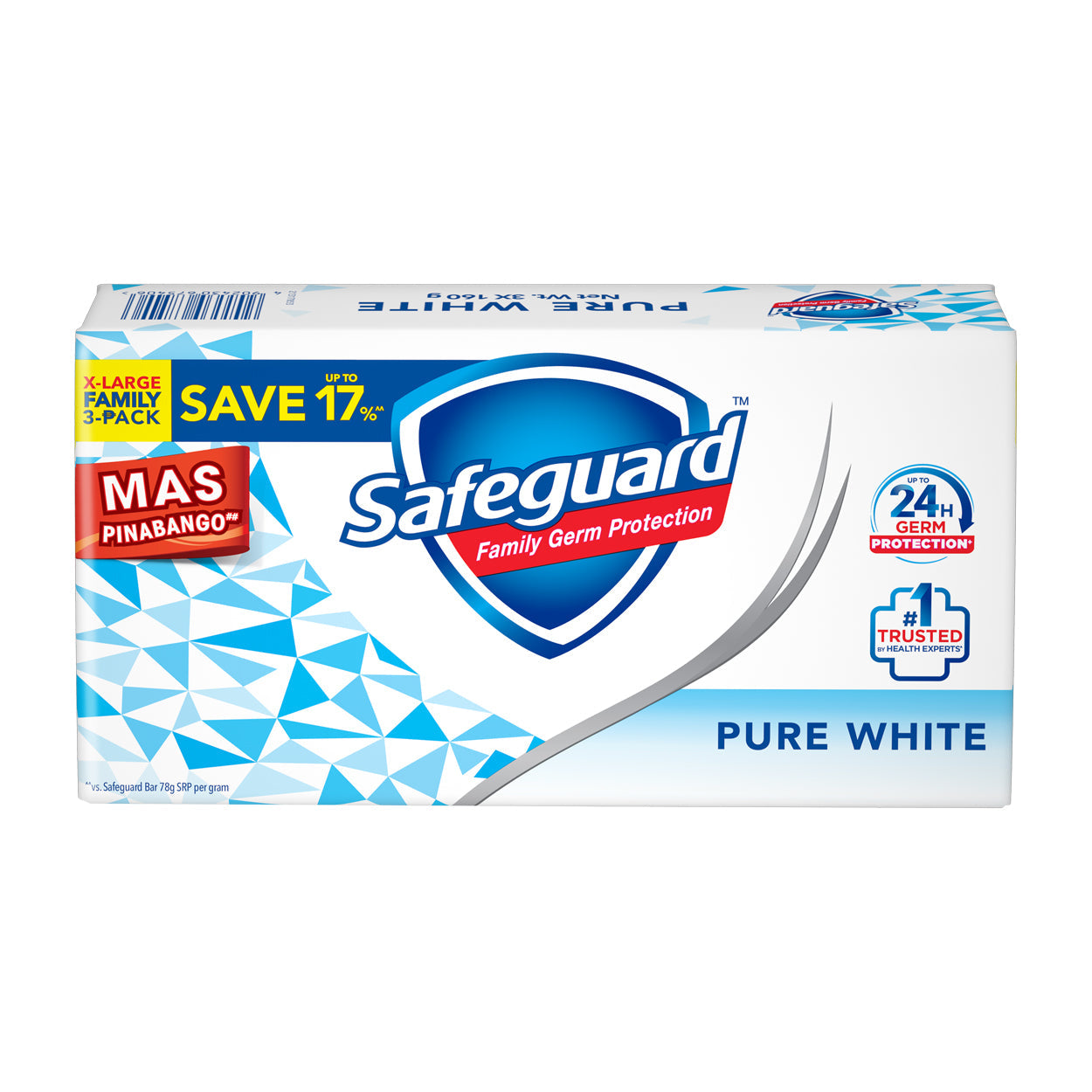 Safeguard Soap Pure White X-Large Family 3-Pack 3x160g