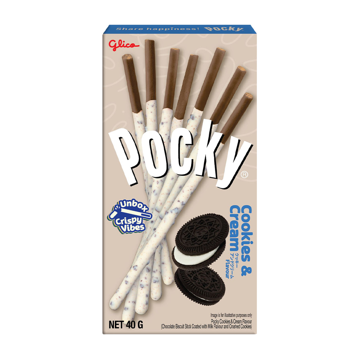 Glico Pocky Cookies & Cream Biscuit Sticks 40g