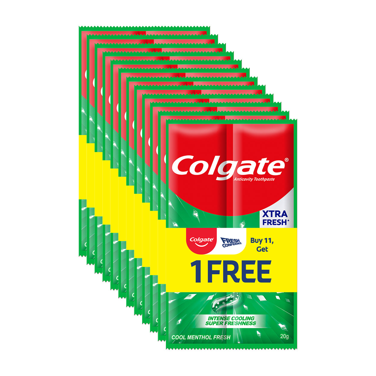 Colgate Toothpaste Fresh Confidence Cool Menthol Fresh11x20g+Free