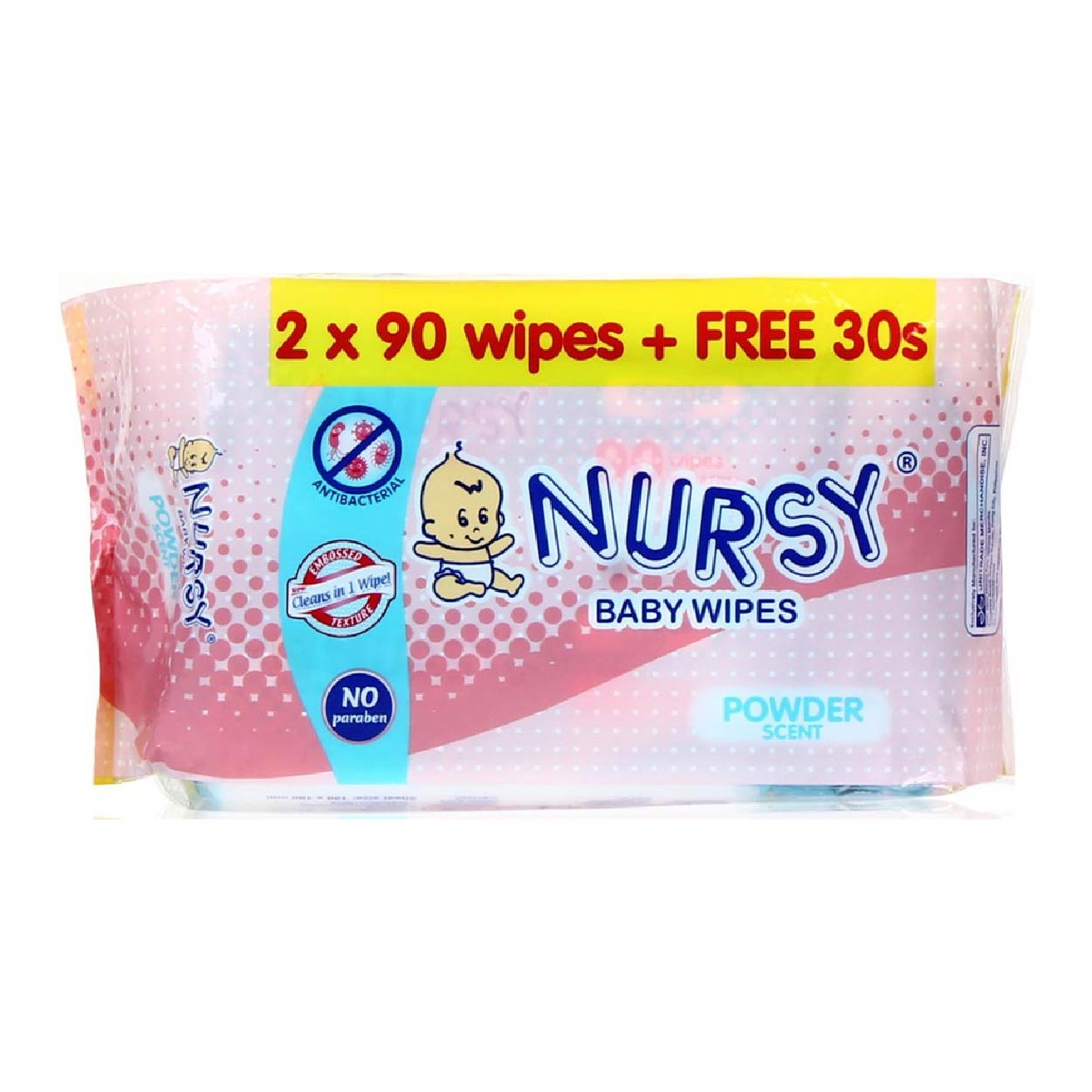 Nursy Baby Wipes Powder Scent 2 x 90s FREE 30s