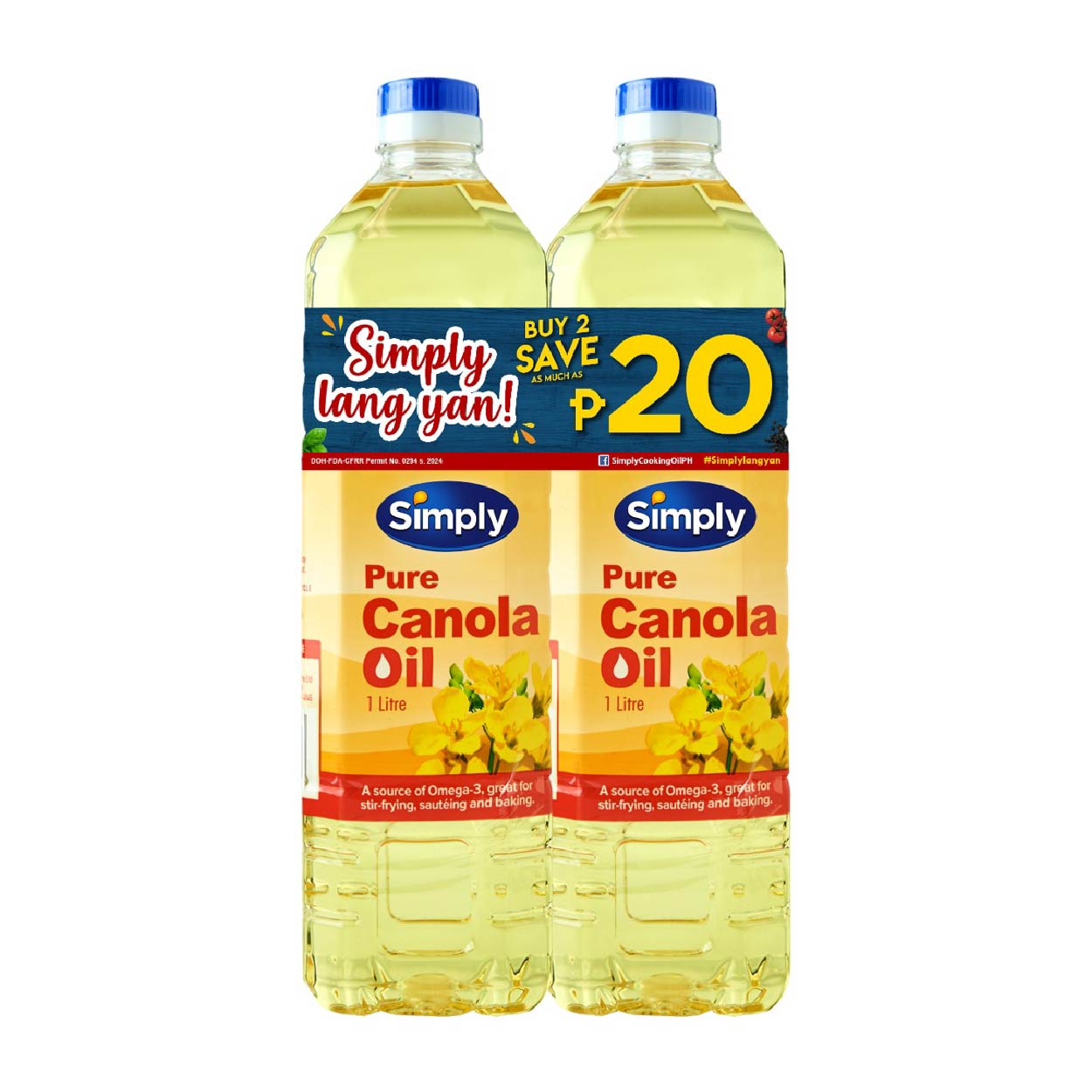 Simply Pure Canola Oil 2x1L SAVE