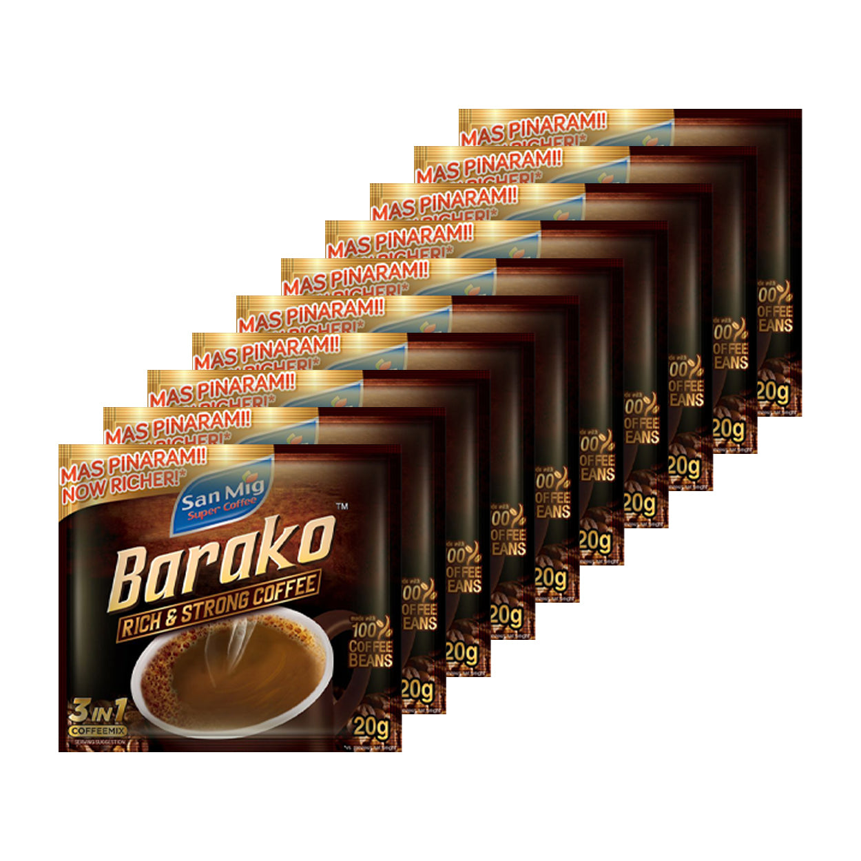 San Mig Super Coffee Barako Rich & Strong 3in1 Coffee Mix 10x20g