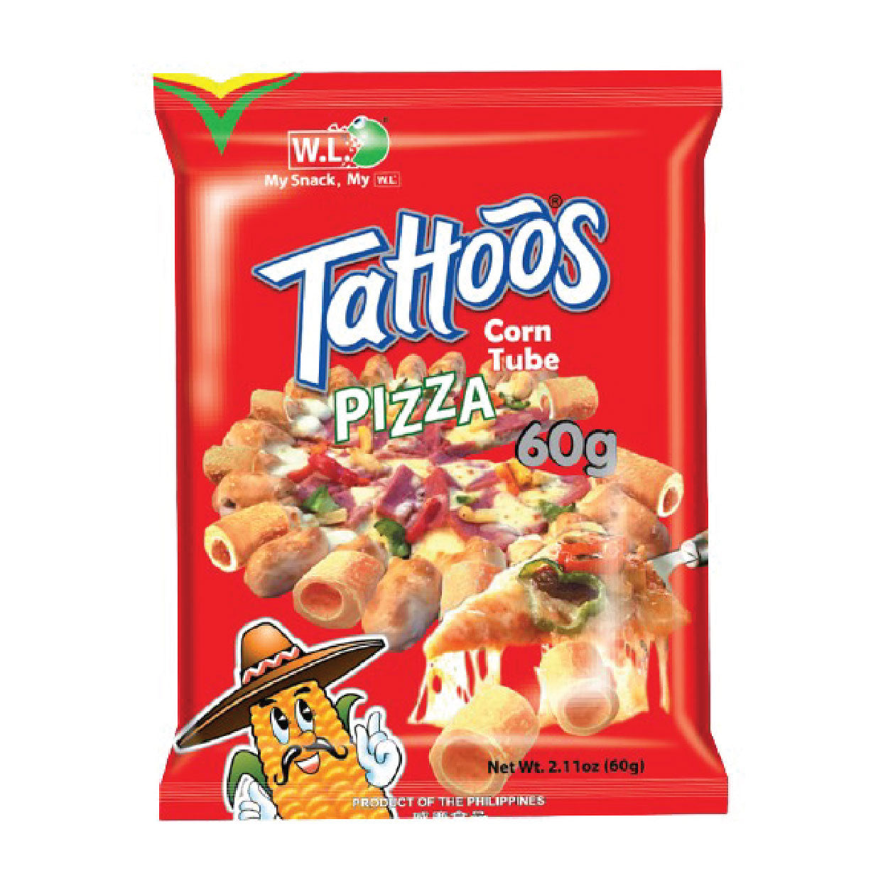Tattoos Corn Tube Pizza 60g