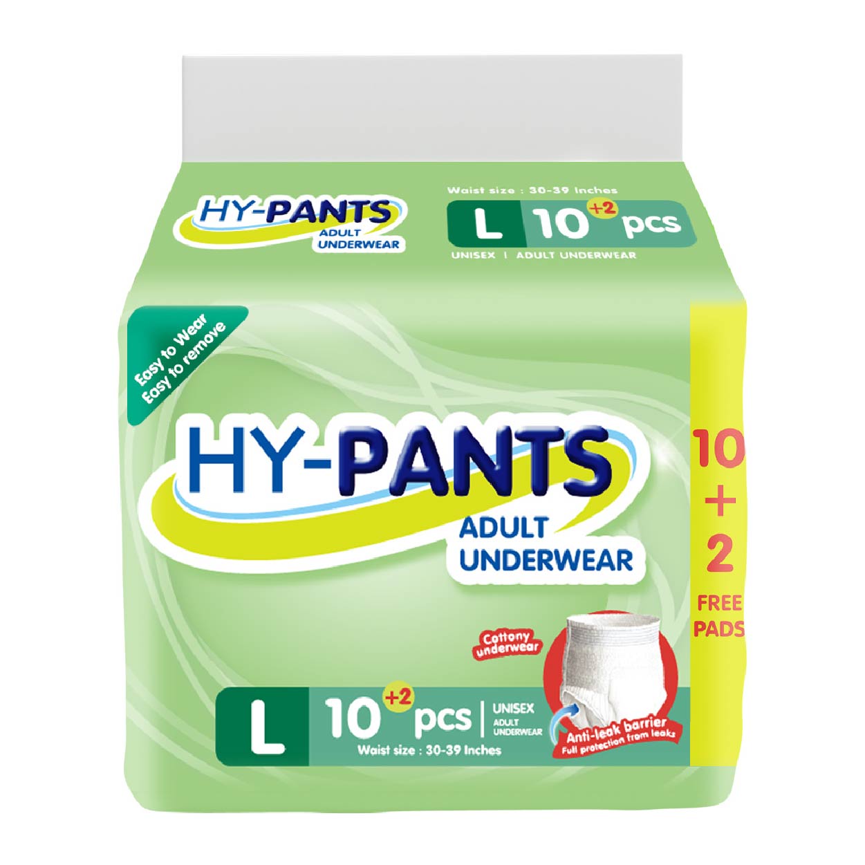 Hy-Pants Adult Diaper Underwear Large 10s + Free